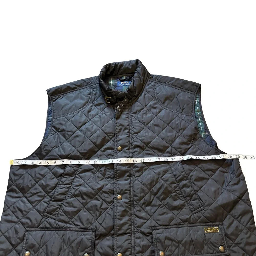 Polo Ralph‎ Lauren Mens Black Quilted Vest Plaid Lined Big & Tall 3XB